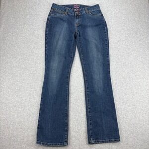 Wrangler Premium Patch Jeans Womens 7/8 Dark Wash Retro Low Rise Bootcut Stretch